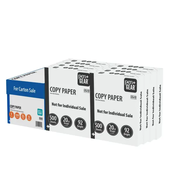 Pen + Gear Copy Paper, 8.5" x 11", 92 Bright, 20 lb., White, 8 Ream Case (4,000 Sheets)