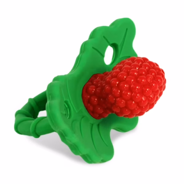 RaZbaby RaZberry Silicone Teether Toy / Multi-Texture Design / Hands Free Design / For Baby 3m+