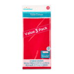 Rectangular 54" x 108" Red Plastic Table Covers, 3 Count, by Way To Celebrate - Image 2