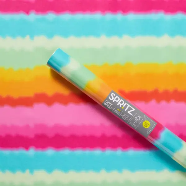 Tie Dye Striped Gift Wrapping Paper - Spritz™ Multicolor Birthday Gift Wrap, 96 x 30, Love & Romance Theme