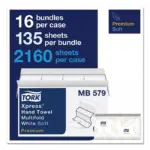 Tork Premium Soft Xpress Multifold 2-Ply White Blue Leaf Hand Towels, 16 pks., 135 towels/pk. - Image 2