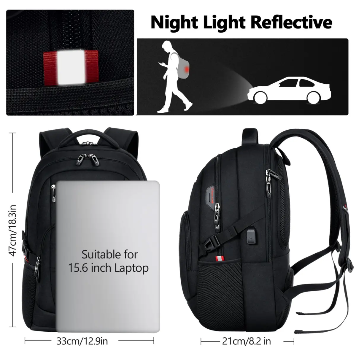 UKEIN Laptop Backpack with USB Charging Port Water Resistant Backpacks for Adults Work Business Laptop Backpack for Men - Image 3