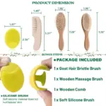 Yalumo Baby Hair Brush and Comb Set for Newborn and Toddlers, Natural Wooden Baby Hair Brush Set - Image 2