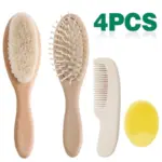 Yalumo Baby Hair Brush and Comb Set for Newborn and Toddlers, Natural Wooden Baby Hair Brush Set - Image 4
