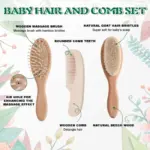 Yalumo Baby Hair Brush and Comb Set for Newborn and Toddlers, Natural Wooden Baby Hair Brush Set - Image 5