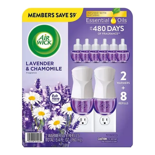 Air Wick Scented Oil Kit, Lavender & Chamomile, 2 warmers + 8 refills