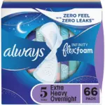 Always Infinity Extra Heavy Overnight Pads, with Wings, Size 5, 66 ct.