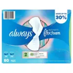 Always Infinity FlexFoam Heavy Flow Pads with Flexi-Wings, Unscented, Size 2, 80 ct. - Image 2