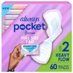 Always Pocket FlexFoam Heavy Flow Pads with Wings, 60 ct.