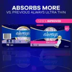 Always Ultra Thin Extra Heavy Overnight Pads with Wings, Size 5, 72 ct. - Image 6