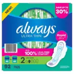 Always Ultra Thin Long Super Pads with Wings, Size 2, 92 ct. - Image 8
