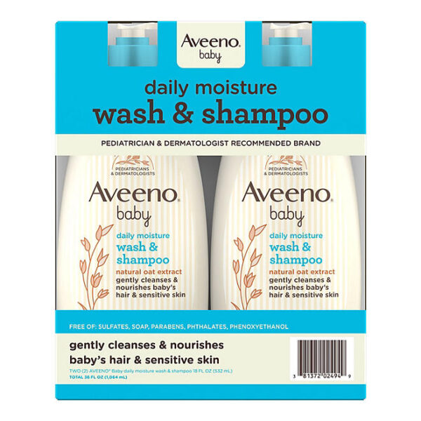Aveeno Baby 2-in-1 Wash and Shampoo, 18 fl. oz., 2 pk.