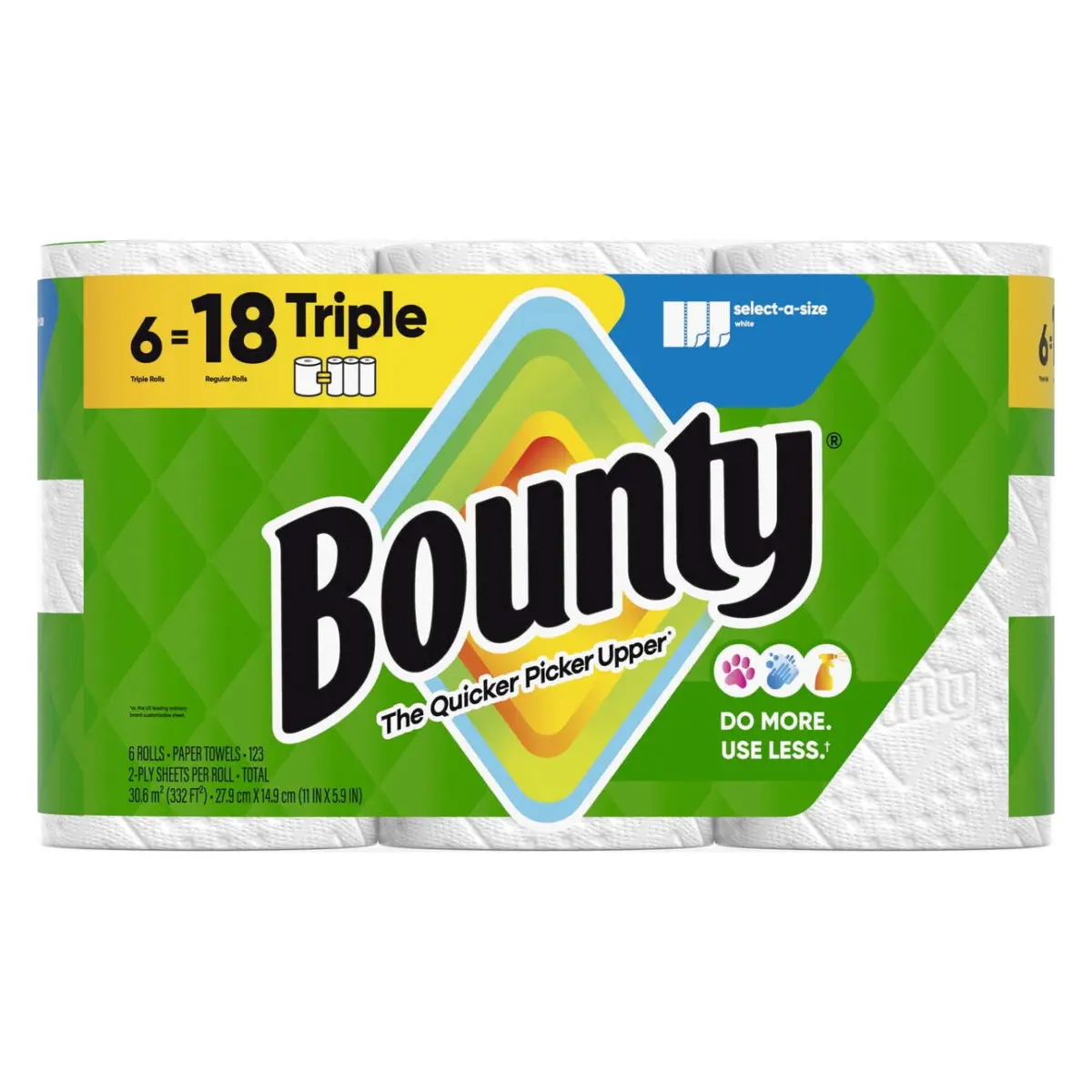 Bounty Paper Towels Select-A-Size White, 6 Triple Rolls, 123 Sheets Per Roll - Image 11