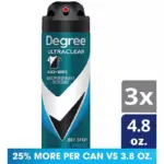 Degree for Men Ultraclear Black+White Deodorant Dry Spray, Fresh, 4.8 oz., 3 pk. - Image 2