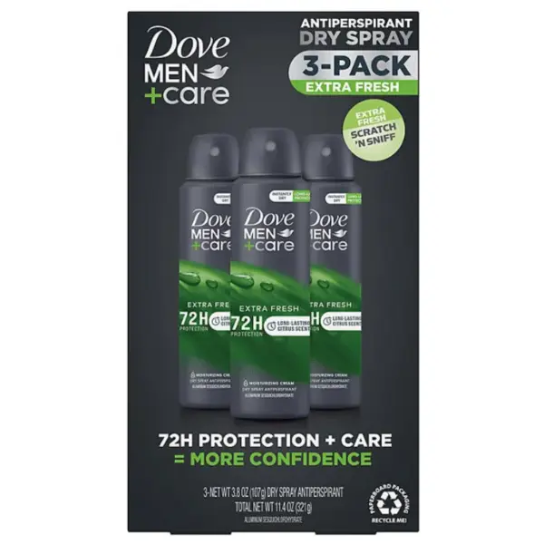 Dove Men+Care Extra Fresh Dry Spray Antiperspirant, 3.8 oz., 3 pk.