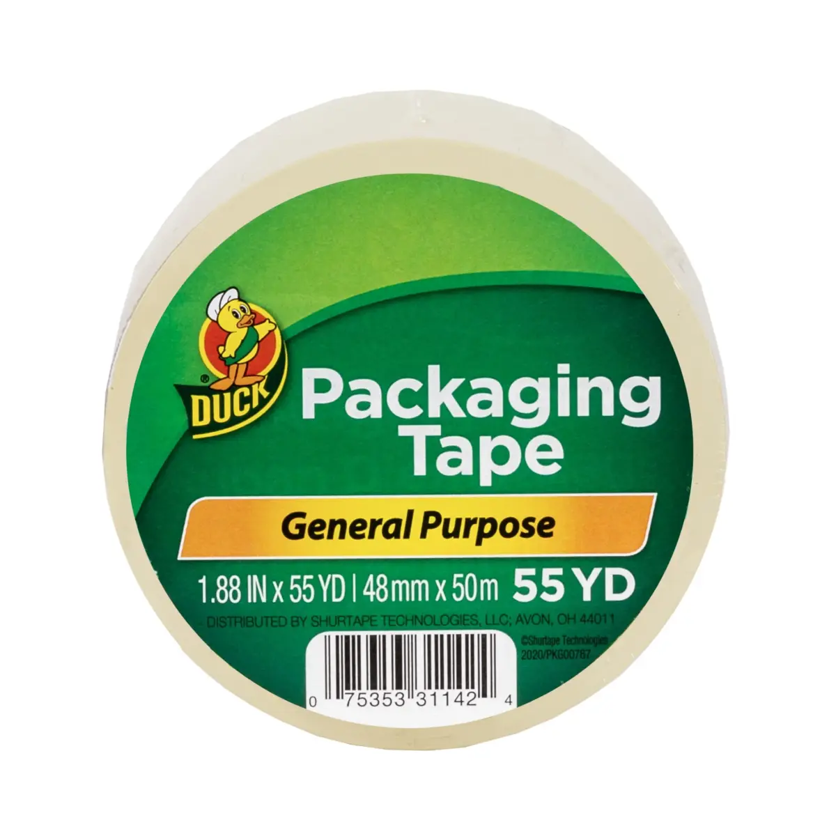 Duck Brand General Purpose Packaging Tape, 1.88 in. x 55 yd., Clear, 1 Roll - Image 1