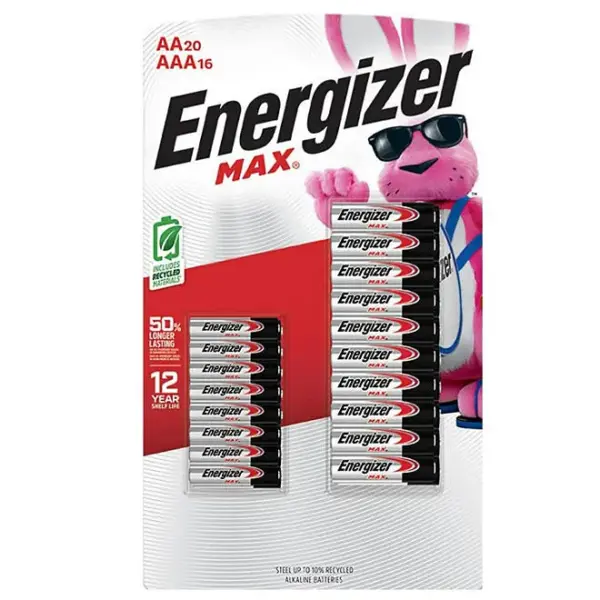 Energizer MAX Alkaline 20 AA + 16 AAA Batteries Combo Pack