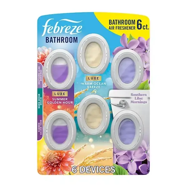 Febreze Bathroom Air Freshener, Spring Mix, 6 ct.