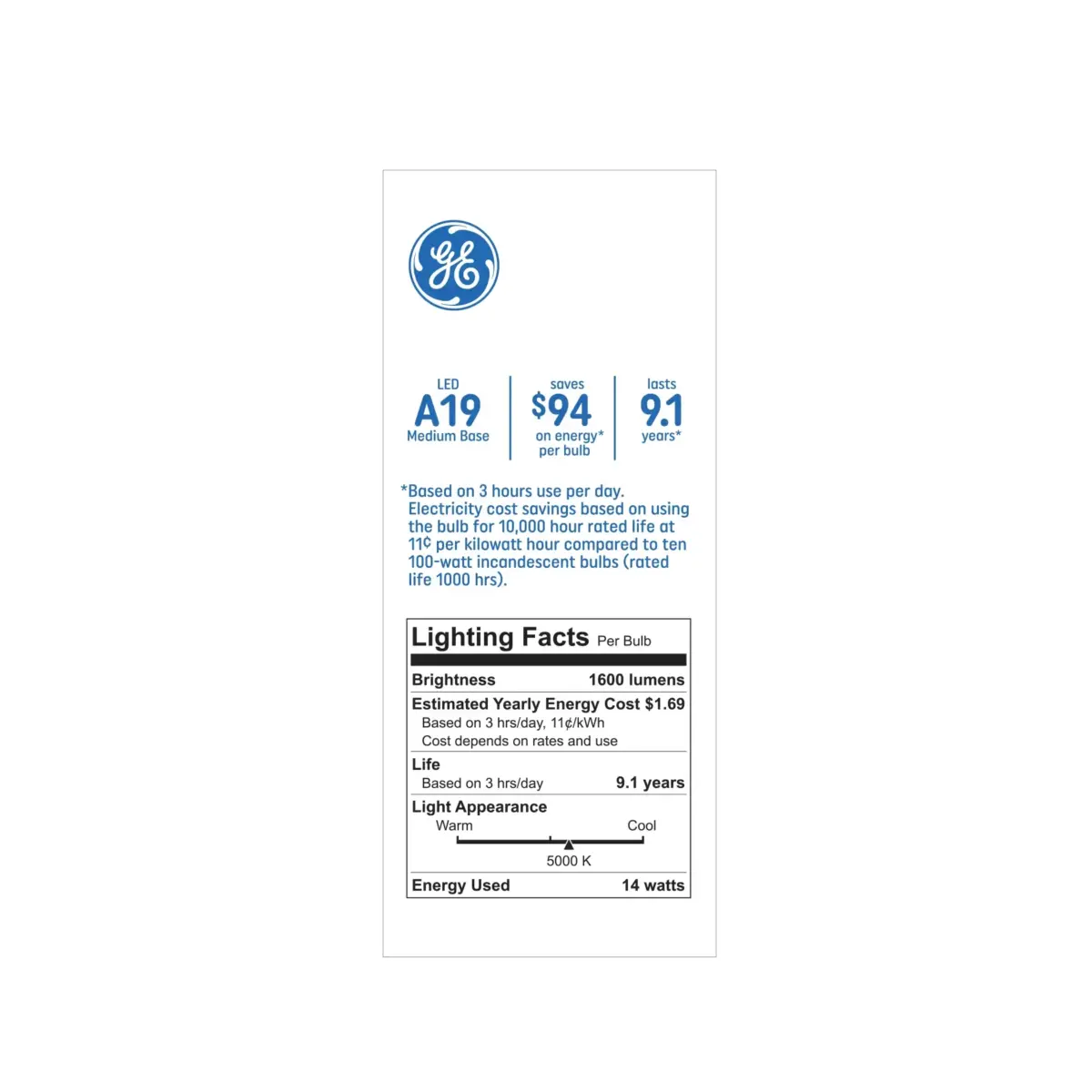 GE 100W General Purpose LED A19 Light Bulbs, 4 pk. - Daylight - Image 3