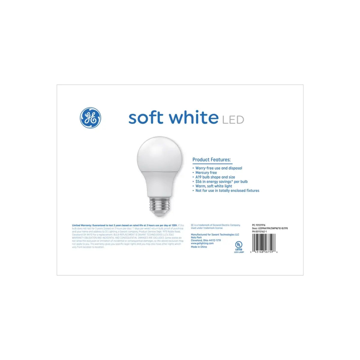 GE 60W LED A19 Light Bulbs, 8 pk. - Soft White - Image 3