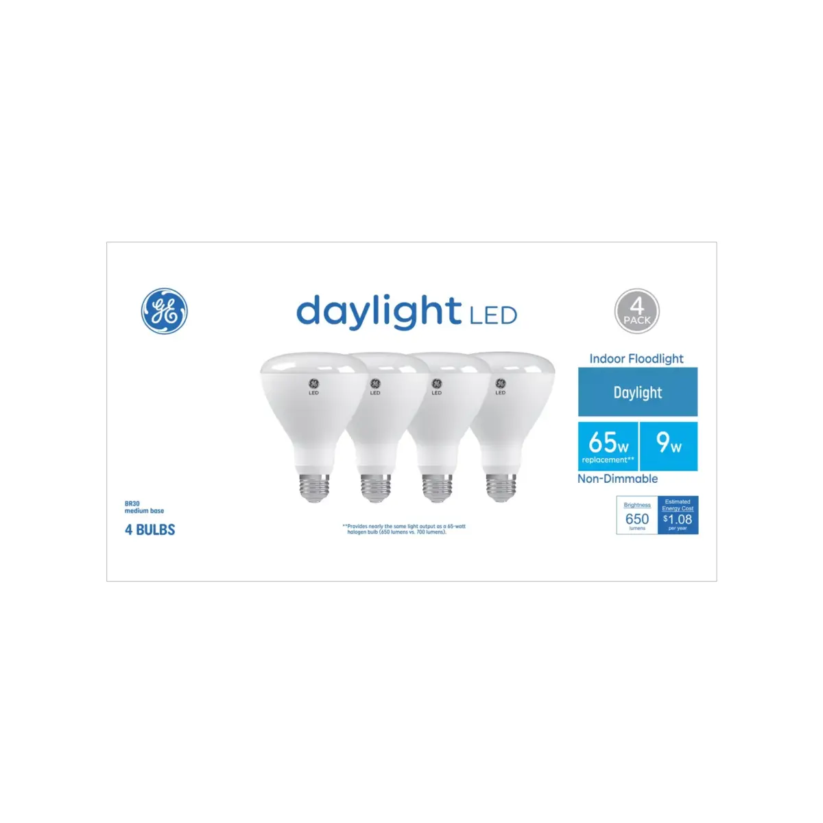 GE 65W LED BR30 Indoor Floodlight Bulbs, 4 pk. - Daylight - Image 1