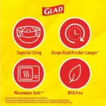 Glad Cling ‘N Seal Clear Plastic Food Wrap 400 sq. ft./roll, 2 rolls - Image 9