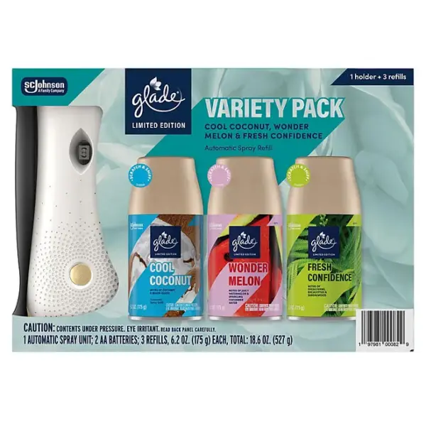 Glade Automatic Spray Air Freshener, Spring Variety, 1 Device + 3 Refills, 18.6 oz