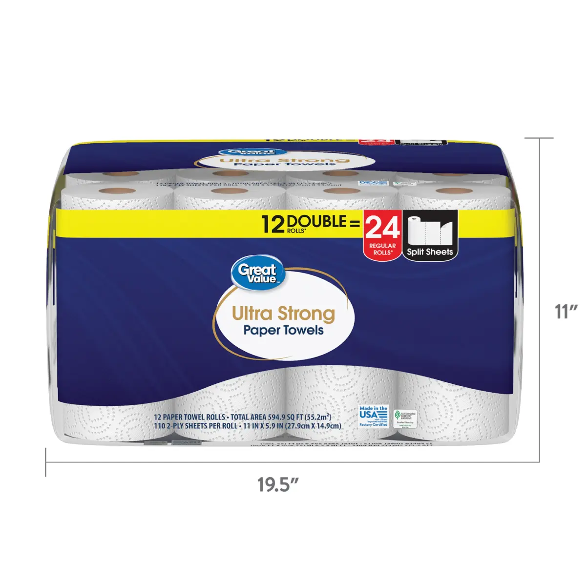 Great Value Ultra Strong Paper Towels, 12 Double Rolls - Image 3