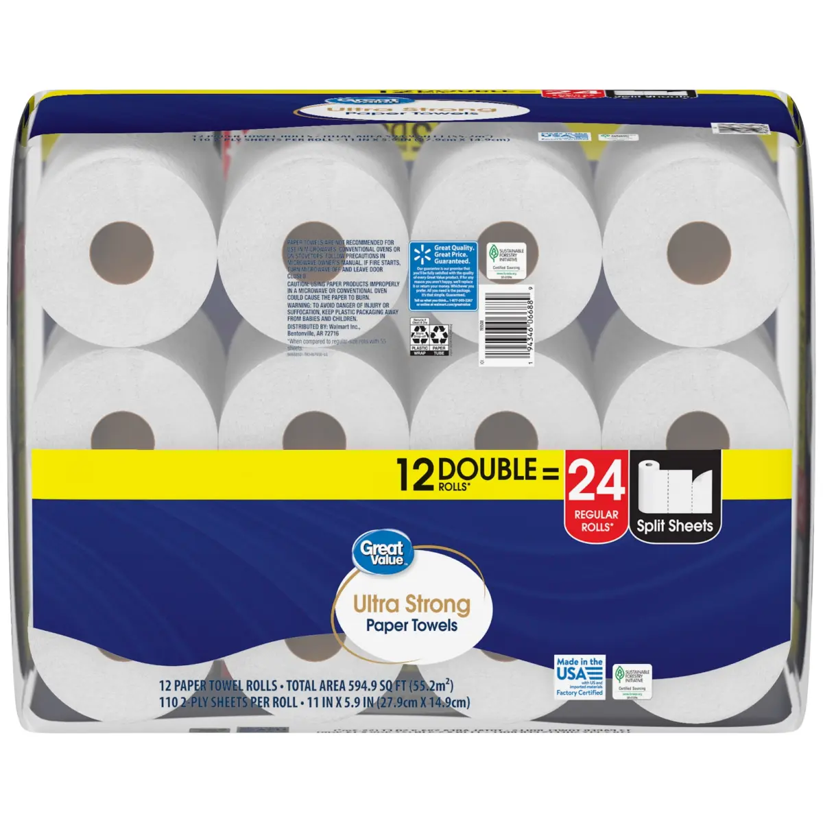 Great Value Ultra Strong Paper Towels, 12 Double Rolls - Image 7
