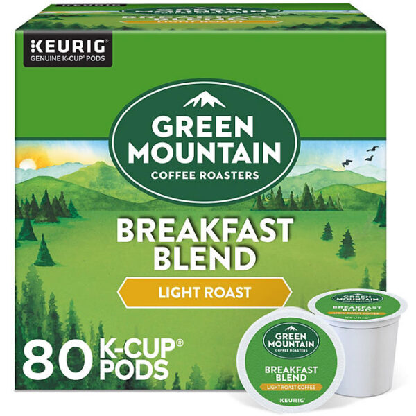 Green Mountain Coffee Roasters Light Roast Coffee Pods, Breakfast Blend, 80 ct.
