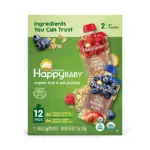 HappyBABY Organics Clearly Crafted Fruit & Oat Pouches, Variety Pack, 12 ct., 4 oz. - Image 2
