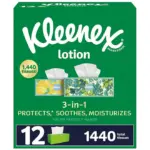 Kleenex Lotion 3-Ply Facial Tissues 12 boxes, 120 tissues/box