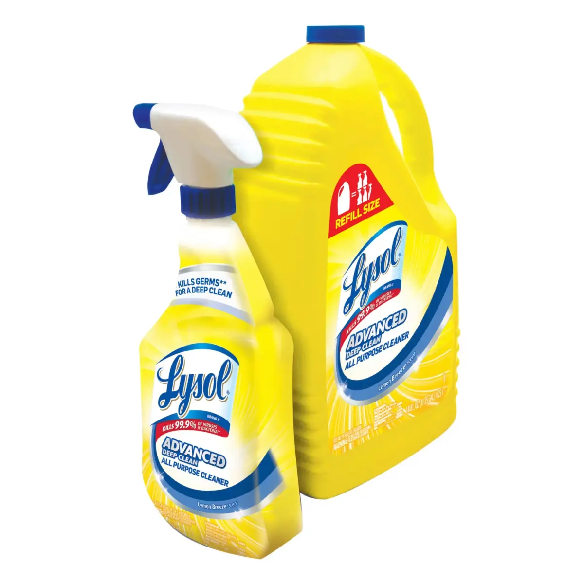 Lysol All-Purpose Cleaner, 32 oz. Trigger Bottle with 144 oz. Refill, Lemon Breeze - Image 1