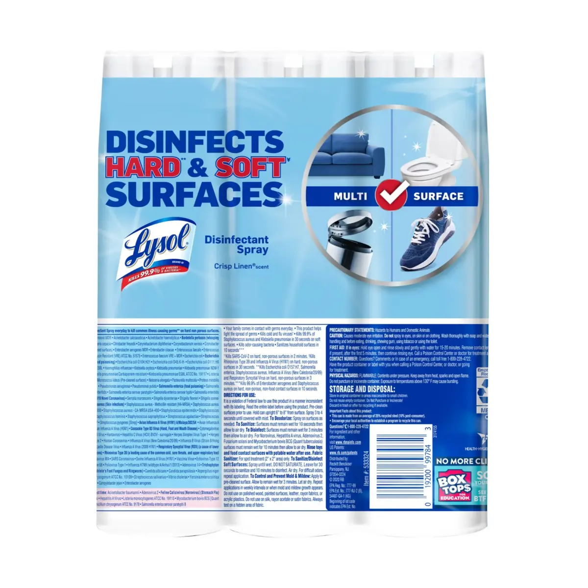 Lysol Disinfectant Spray - Crisp Linen, 3 pk./19 oz. - Image 3