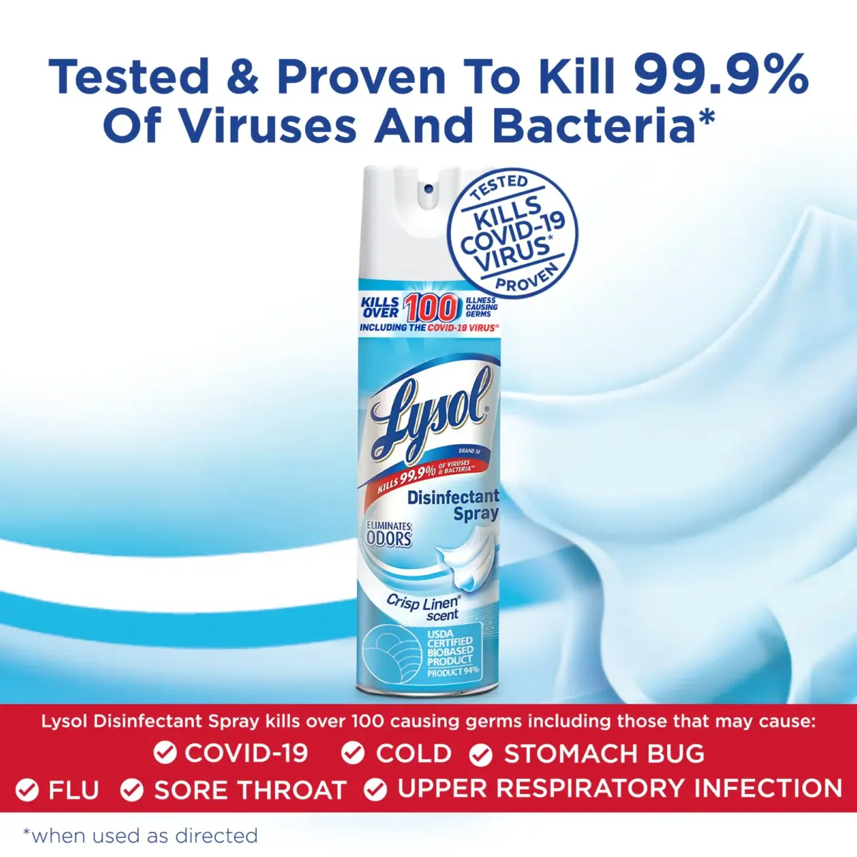 Lysol Disinfectant Spray - Crisp Linen, 3 pk./19 oz. - Image 4