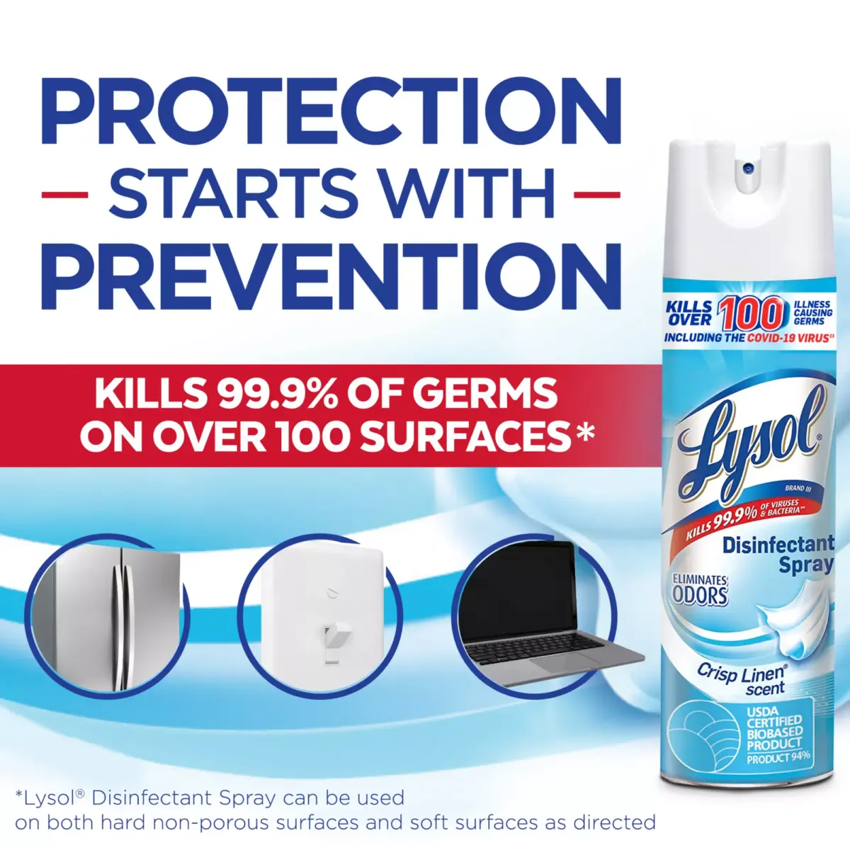 Lysol Disinfectant Spray - Crisp Linen, 3 pk./19 oz. - Image 7