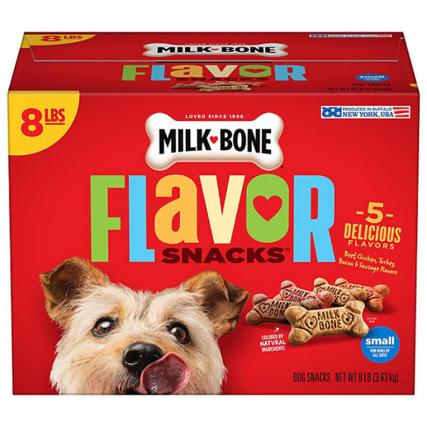 Milk-Bone Meat Flavored Snacks, Small Crunchy Dog Biscuits, 8 lbs.