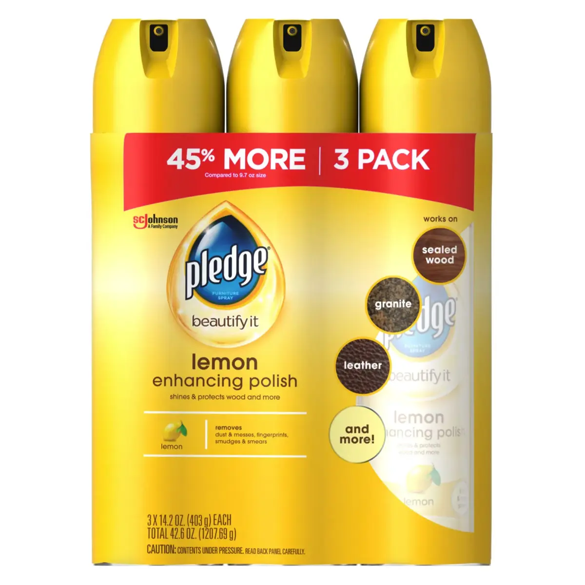 Pledge Lemon Clean Furniture Polish, 3 pk./14.2 oz. - Image 1