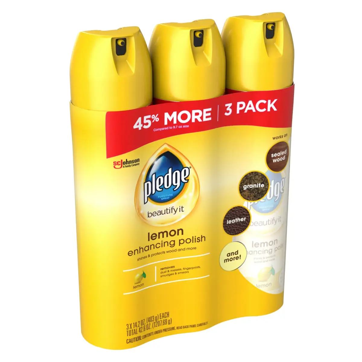 Pledge Lemon Clean Furniture Polish, 3 pk./14.2 oz. - Image 2