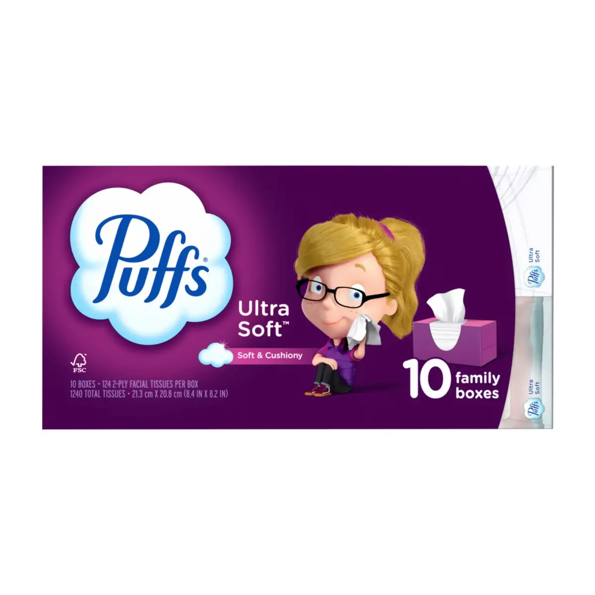 Puffs Ultra Soft Facial Tissues, 10 pk./124 tissues per box - Image 1