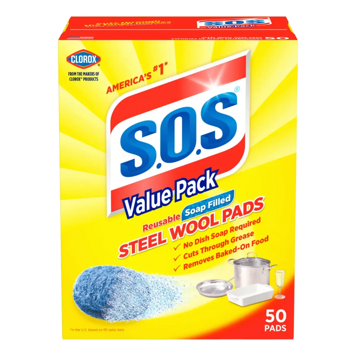 S.O.S. Steel Wool Soap Pads, 50 ct. - Image 1
