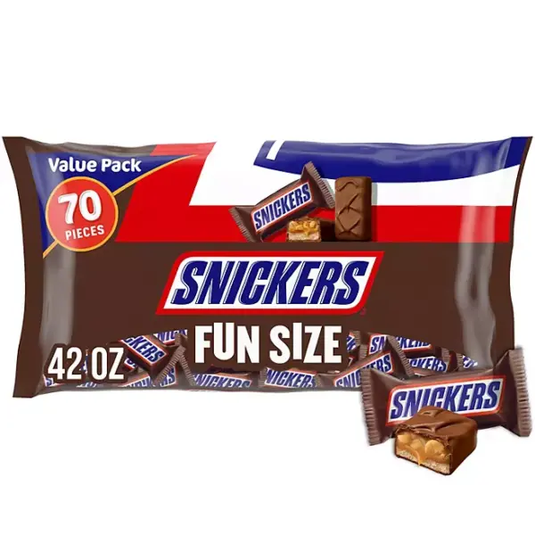SNICKERS Milk Chocolate Candy Bars, Fun Size, 70 pcs.