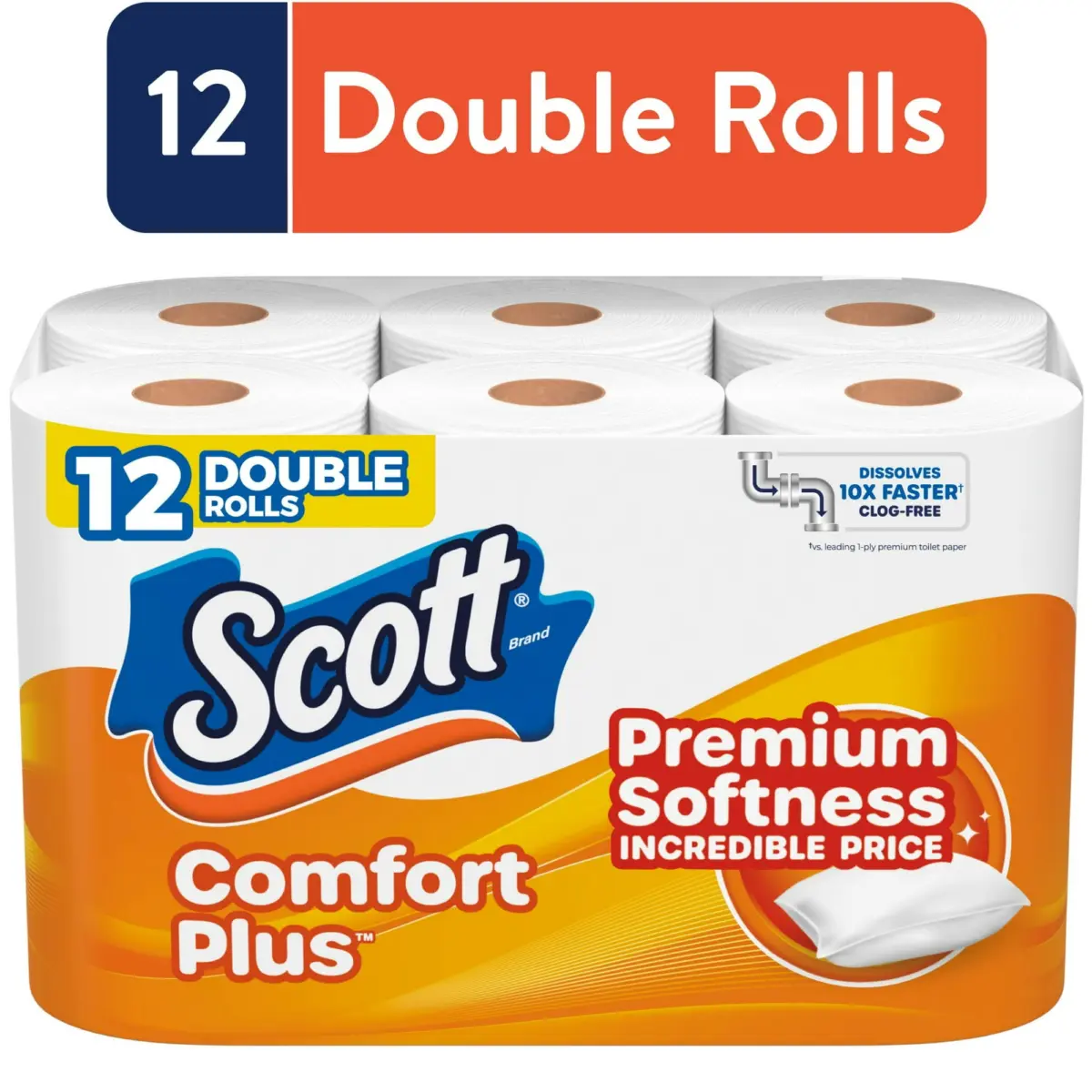 Scott ComfortPlus Toilet Paper, 12 Double Rolls - Image 1