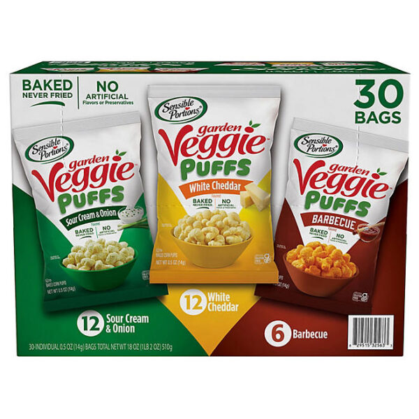 Sensible Portions Garden Veggie Puffs, Variety Pack, 0.5 oz., 30 pk.