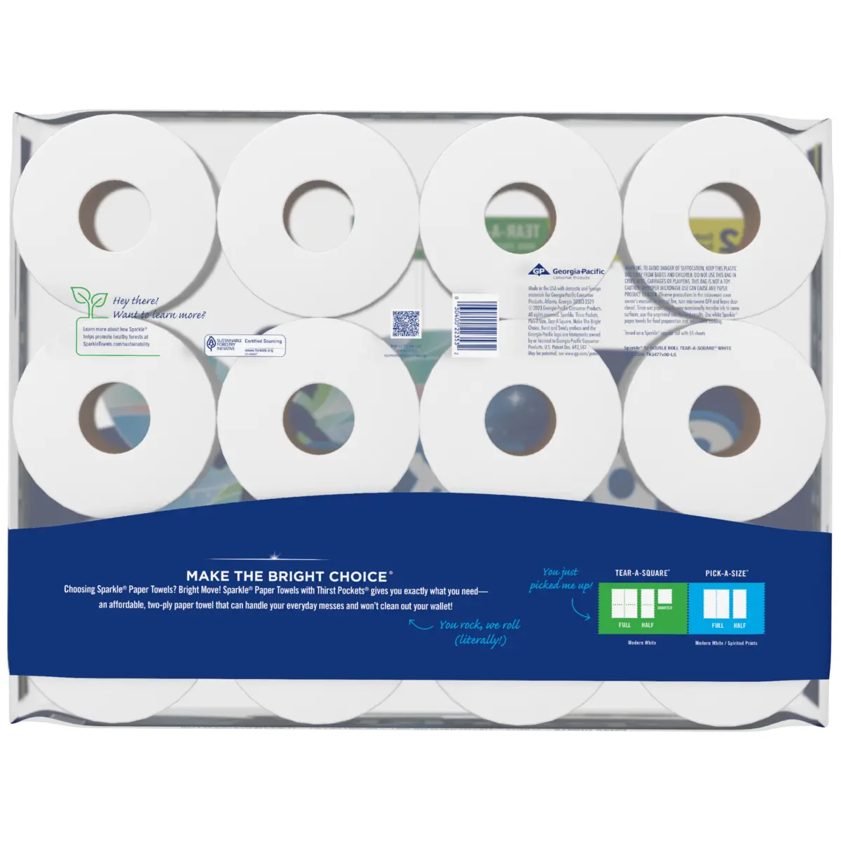 Sparkle Tear-a-Square Paper Towels, 12 Double Rolls - Image 4