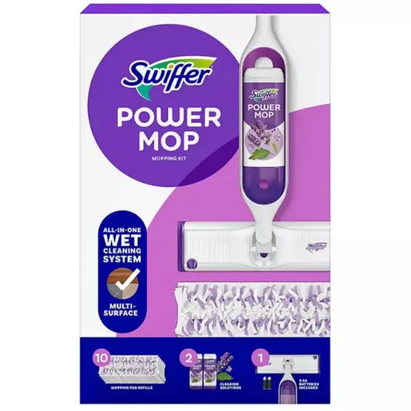 Swiffer PowerMop Multi-Surface Mopping Kit, Lavender, 10 pads + 2 refills