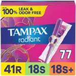Tampax Radiant Tampons Trio Pack, Unscented, 77 ct.