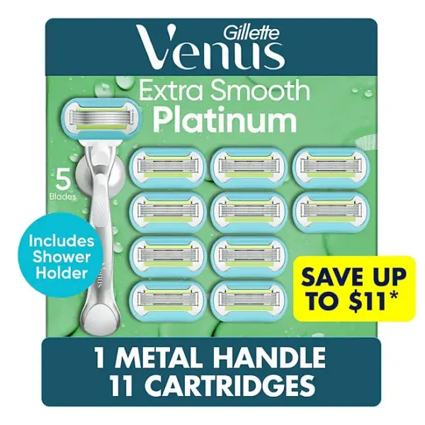Venus Extra Smooth Women's Razor, 5 Blades, 1 Handle + 11 Cartridges