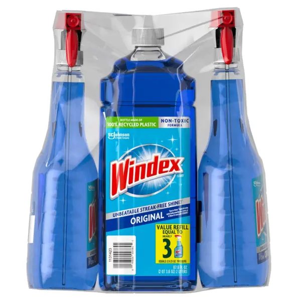 Windex Original Glass Cleaner, 2 Spray Bottles, 23 oz./2 ct. + Refill, 67.7 oz.