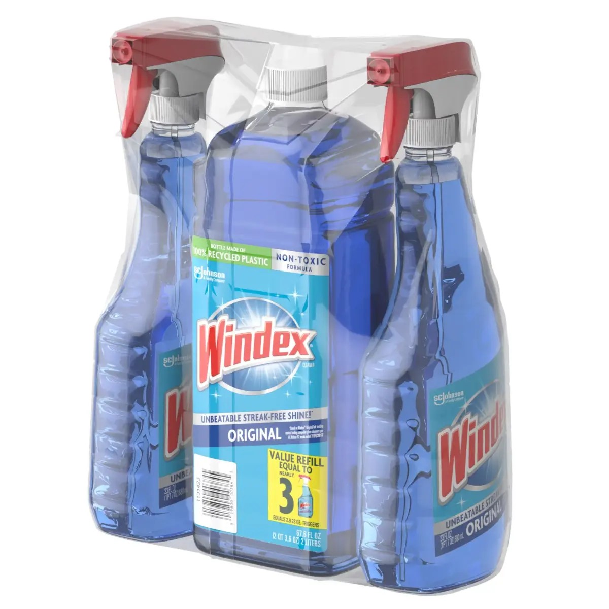Windex Original Glass Cleaner, 2 Spray Bottles, 23 oz./2 ct. + Refill, 67.7 oz. - Image 2